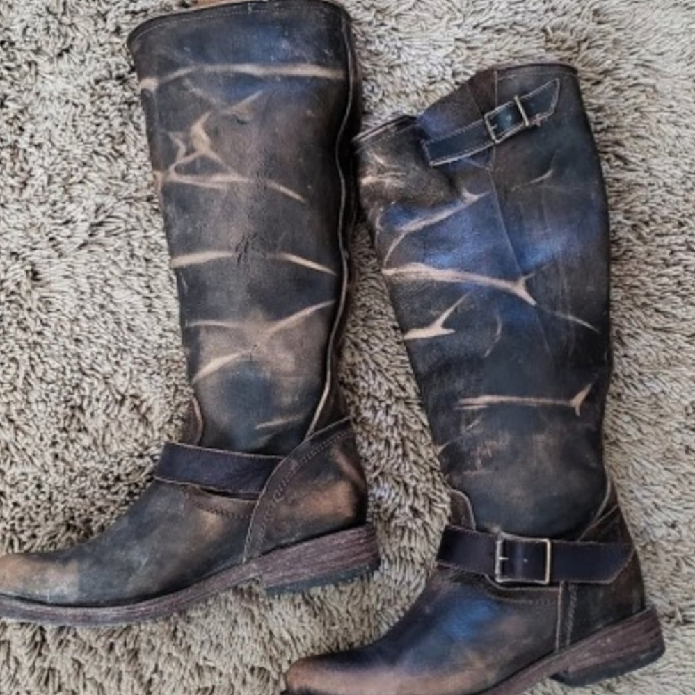 Freebird by Steven Contra slouch boots , size 9, distressed , used good cond